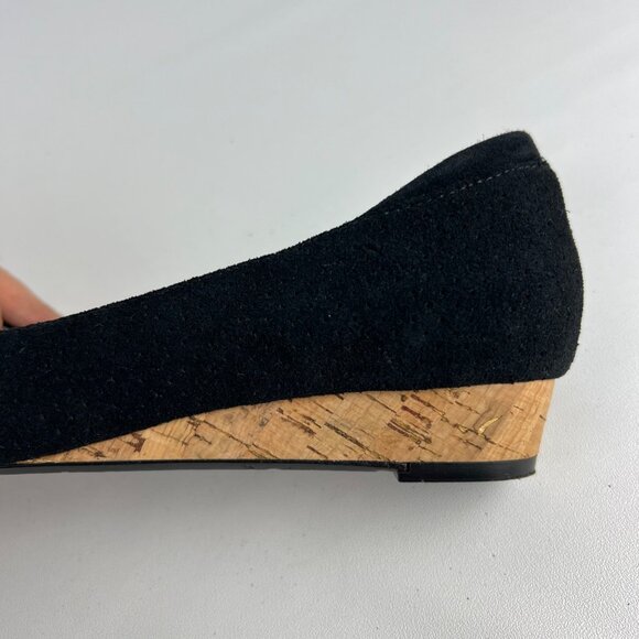 Donald J Pliner Womens Julie Black Suede Ballet Flat Cork Toe Low Wedge size 6.5 - Picture 10 of 15